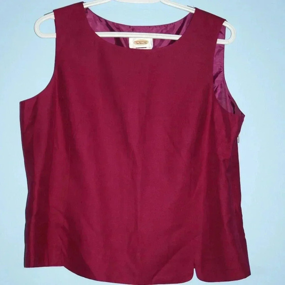 Talbot's Sleeveless Top Pure 100% Silk Size 14 Wine Colored Side Zipper - Picture 1 of 13